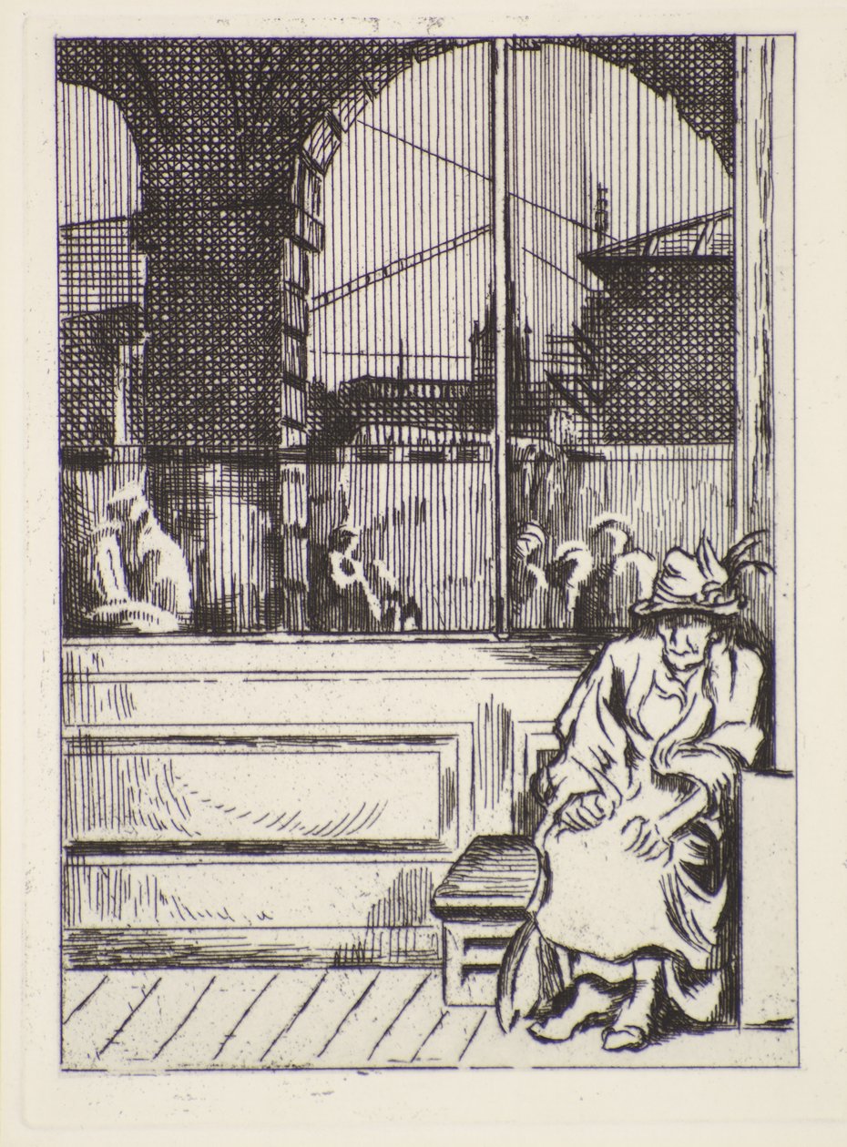 Old Woman, 20th century (etching) 作者 特蕾丝·雷索（Therese Lessore）