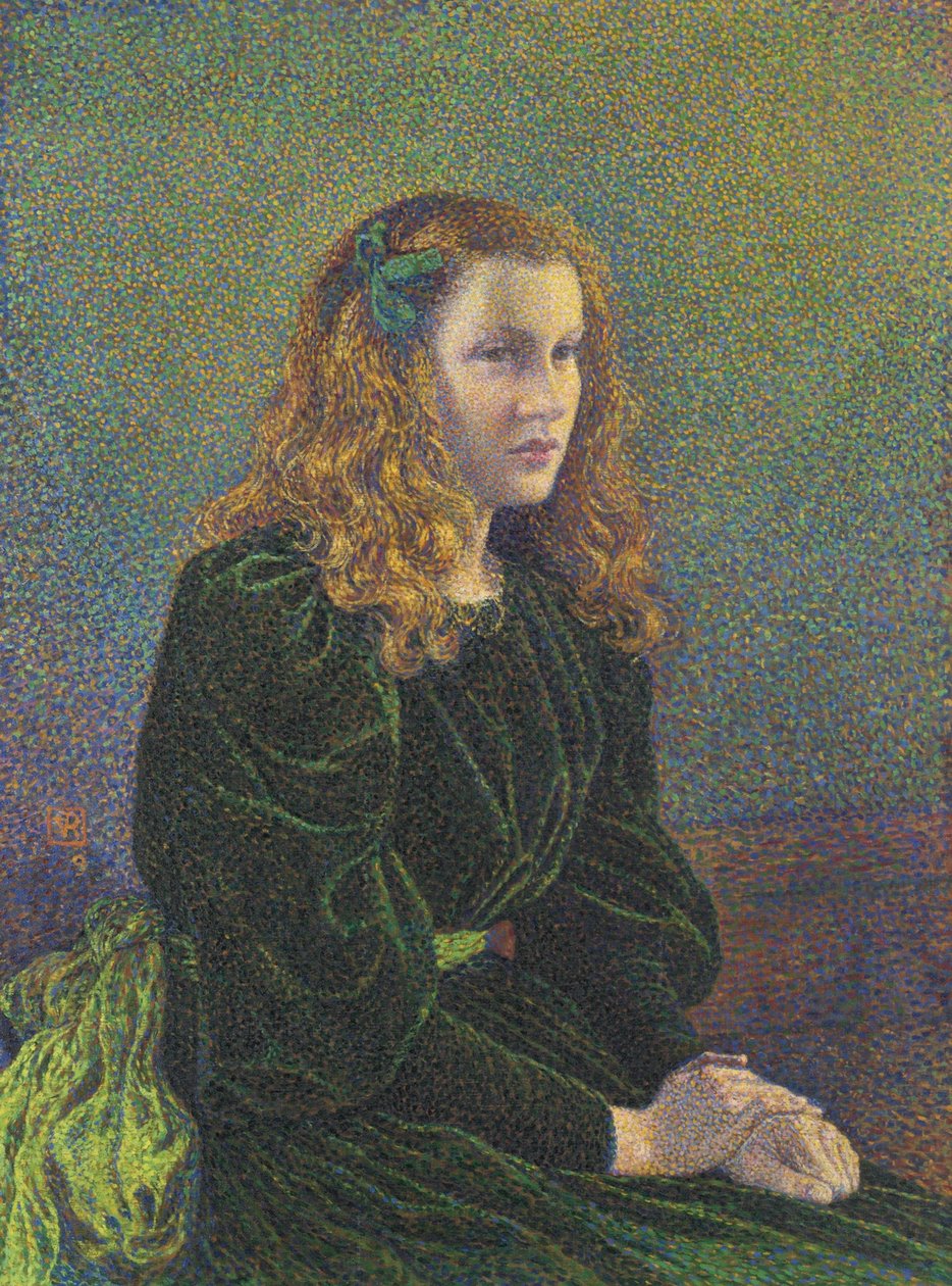 绿色裙子的年轻女子GermaineMaréchal，1893年 作者 范·雷塞尔伯格（Théovan Rysselberghe）