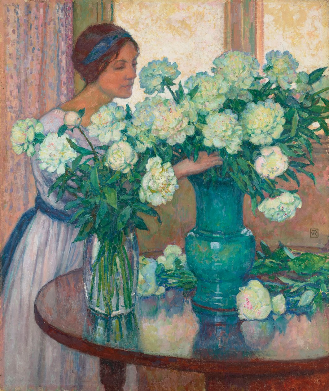 Pivoines blanches 白色的牡丹花。 作者 范·雷塞尔伯格（Théovan Rysselberghe）