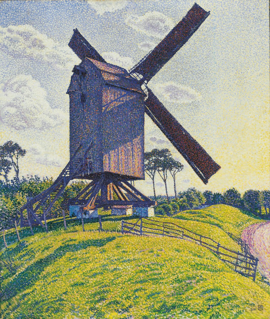 Moulin a vent dans les Flandres - Kalf Mill in Knokke or Windmill in Flanders, by Rysselberghe, Theo van (1862-1926). Oil on canvas 作者 范·雷塞尔伯格（Théovan Rysselberghe）