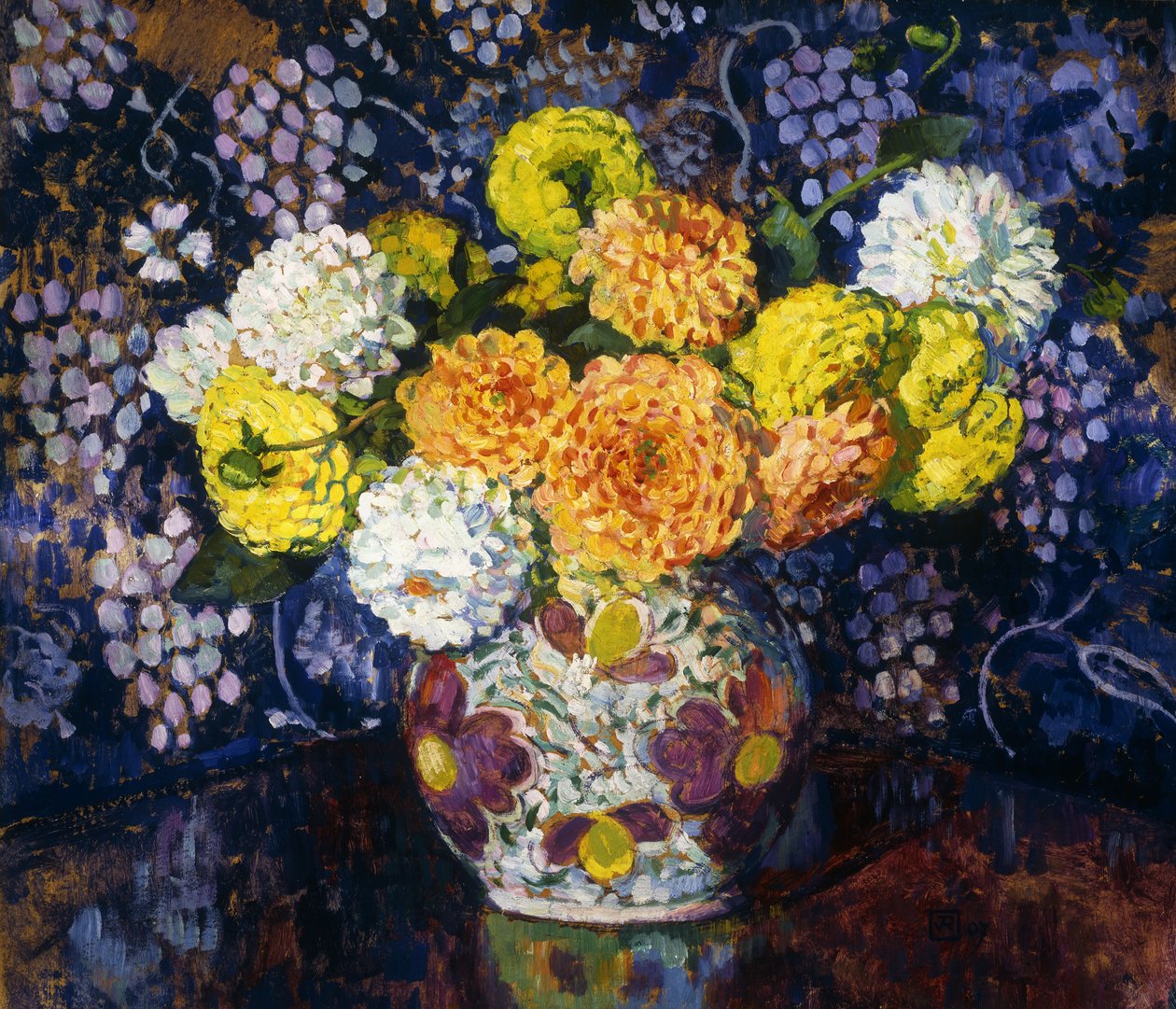 花瓶花；花瓶花瓶，1907年 作者 范·雷塞尔伯格（Théovan Rysselberghe）
