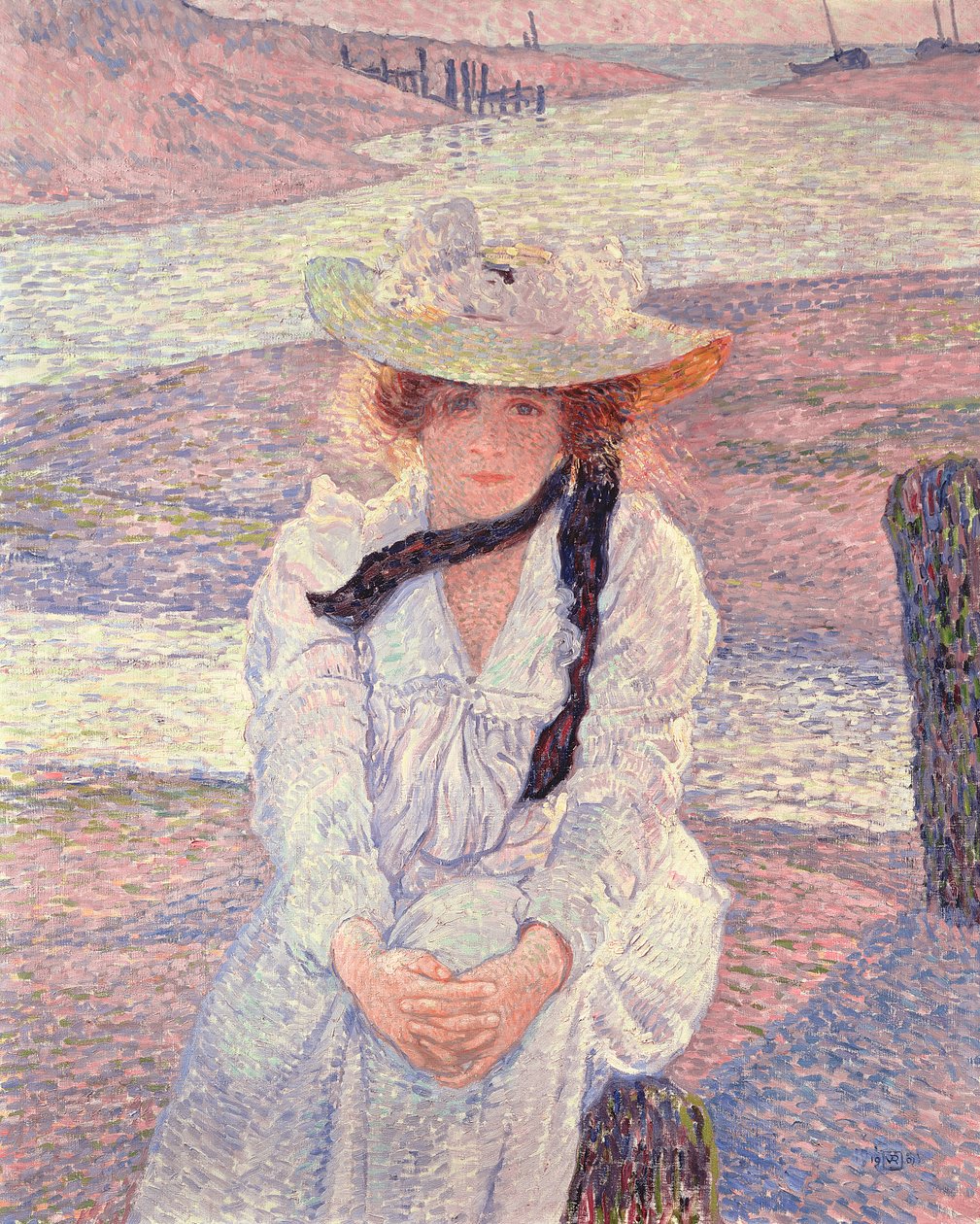 格雷夫河河畔的年轻女子，1901年 作者 范·雷塞尔伯格（Théovan Rysselberghe）