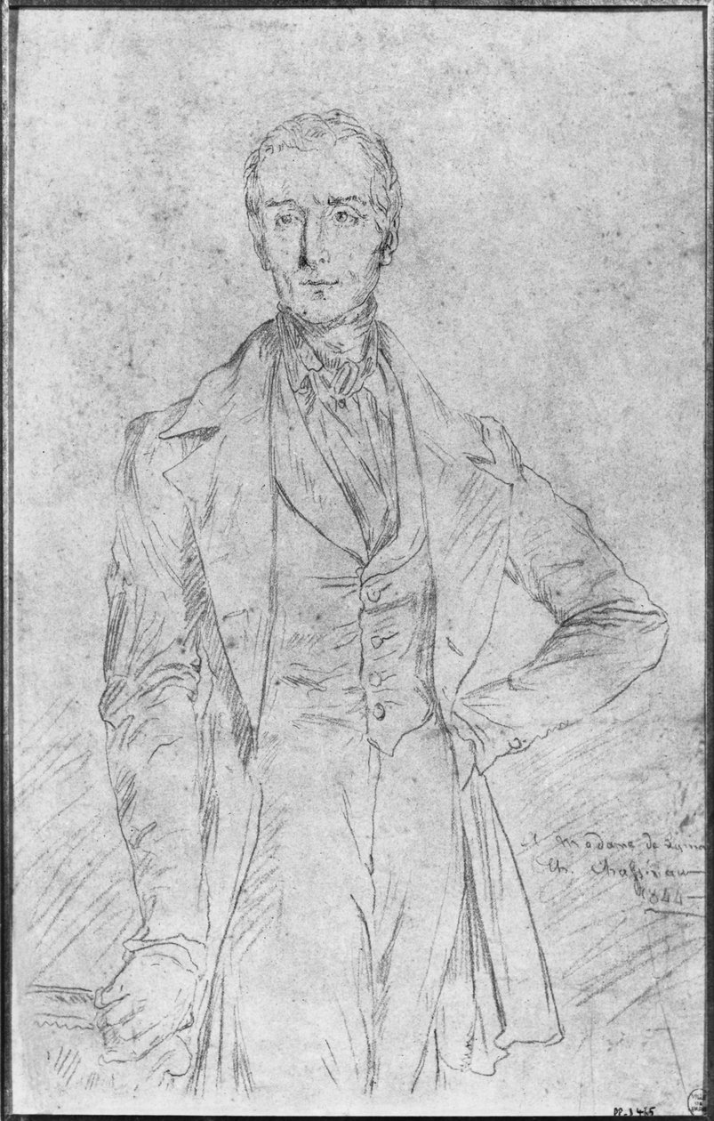 1844年Alphonse de Lamartine的肖像 作者 蒂奥多·切塞留