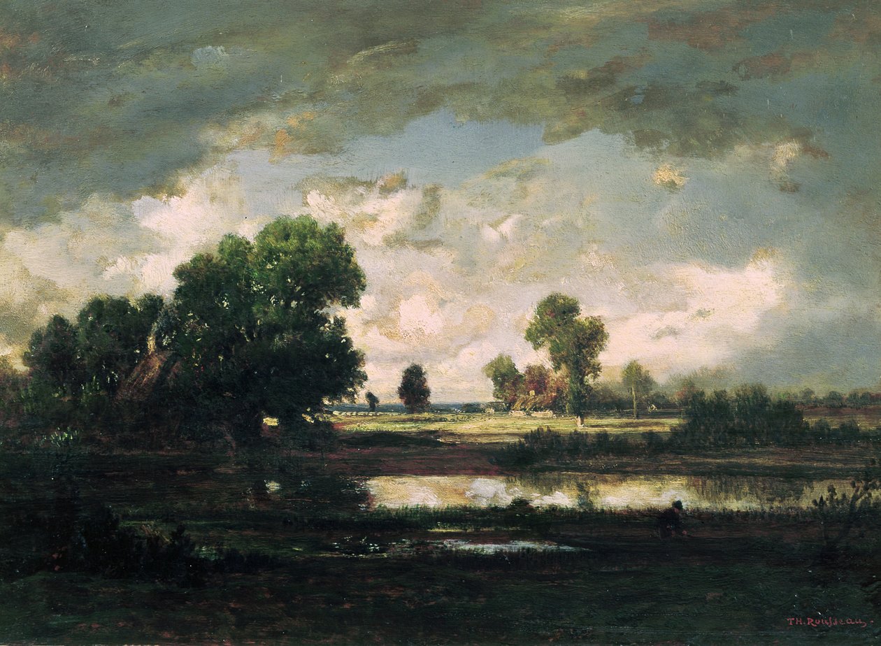 风雨如磐的天空池，1865-7 作者 皮埃尔·艾蒂安·西奥多·卢梭
