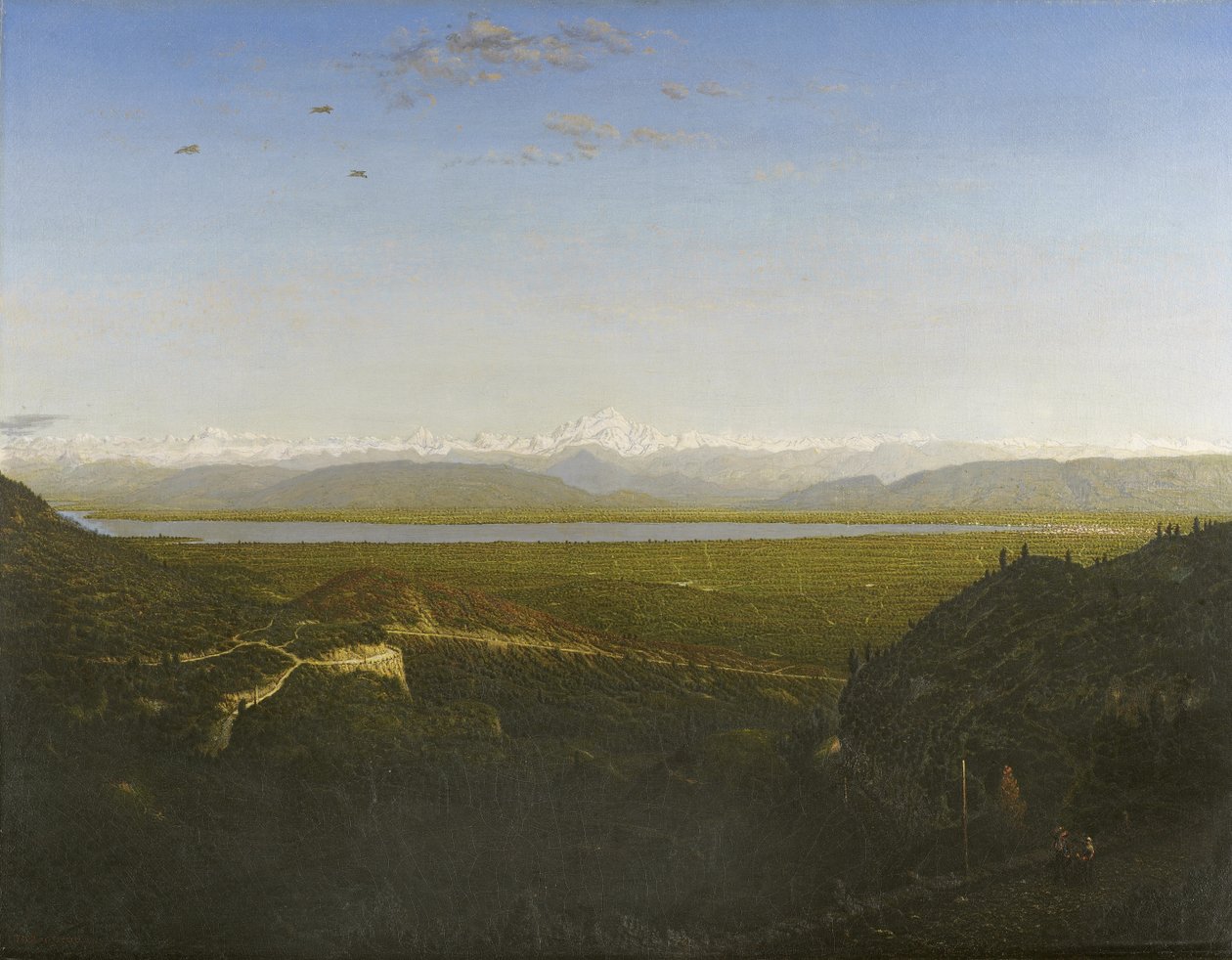 勃朗峰看法，看见从La Faucille，c.1865 作者 皮埃尔·艾蒂安·西奥多·卢梭