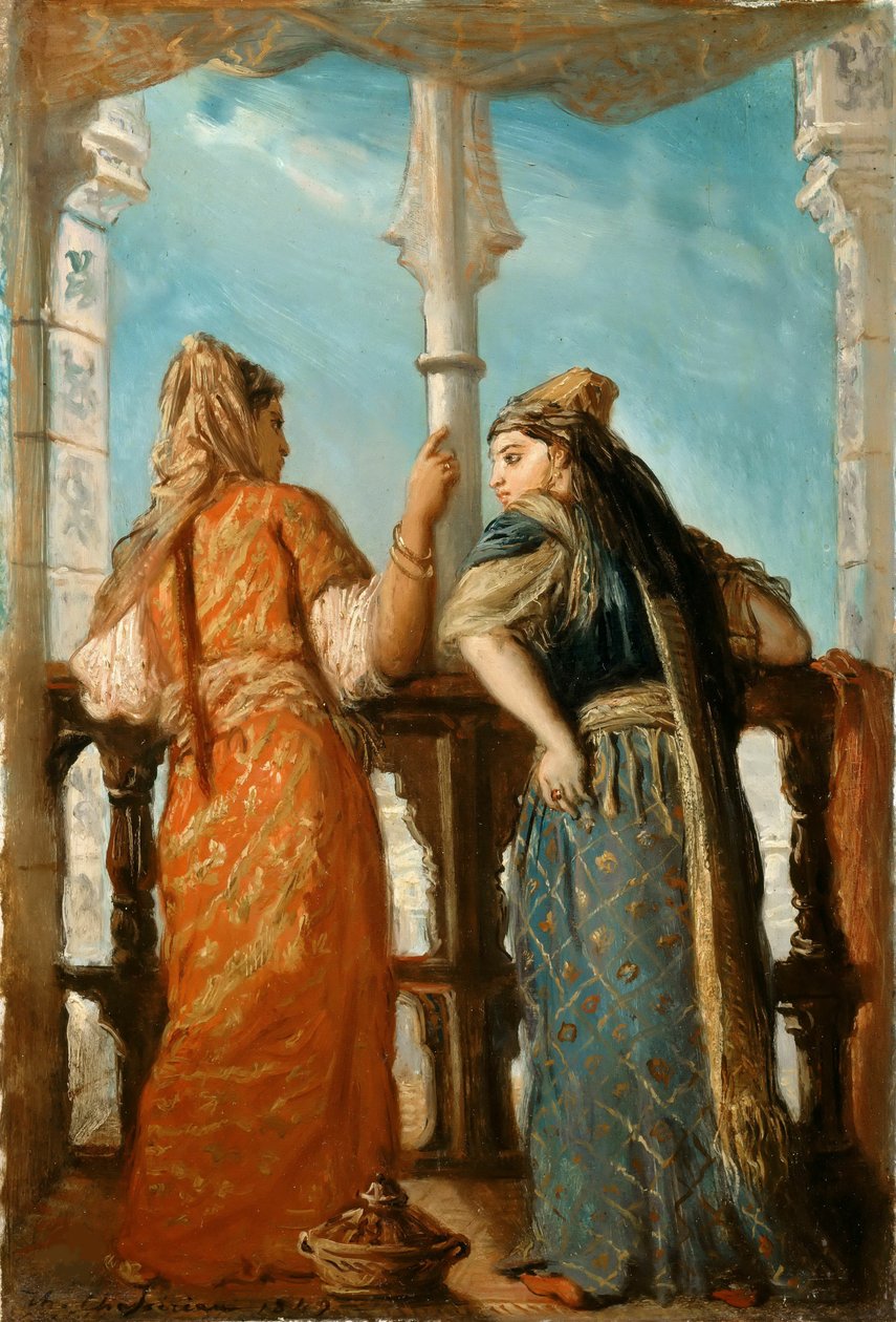 阳台上的犹太妇女，阿尔及尔，1849年。 作者 蒂奥多·切塞留
