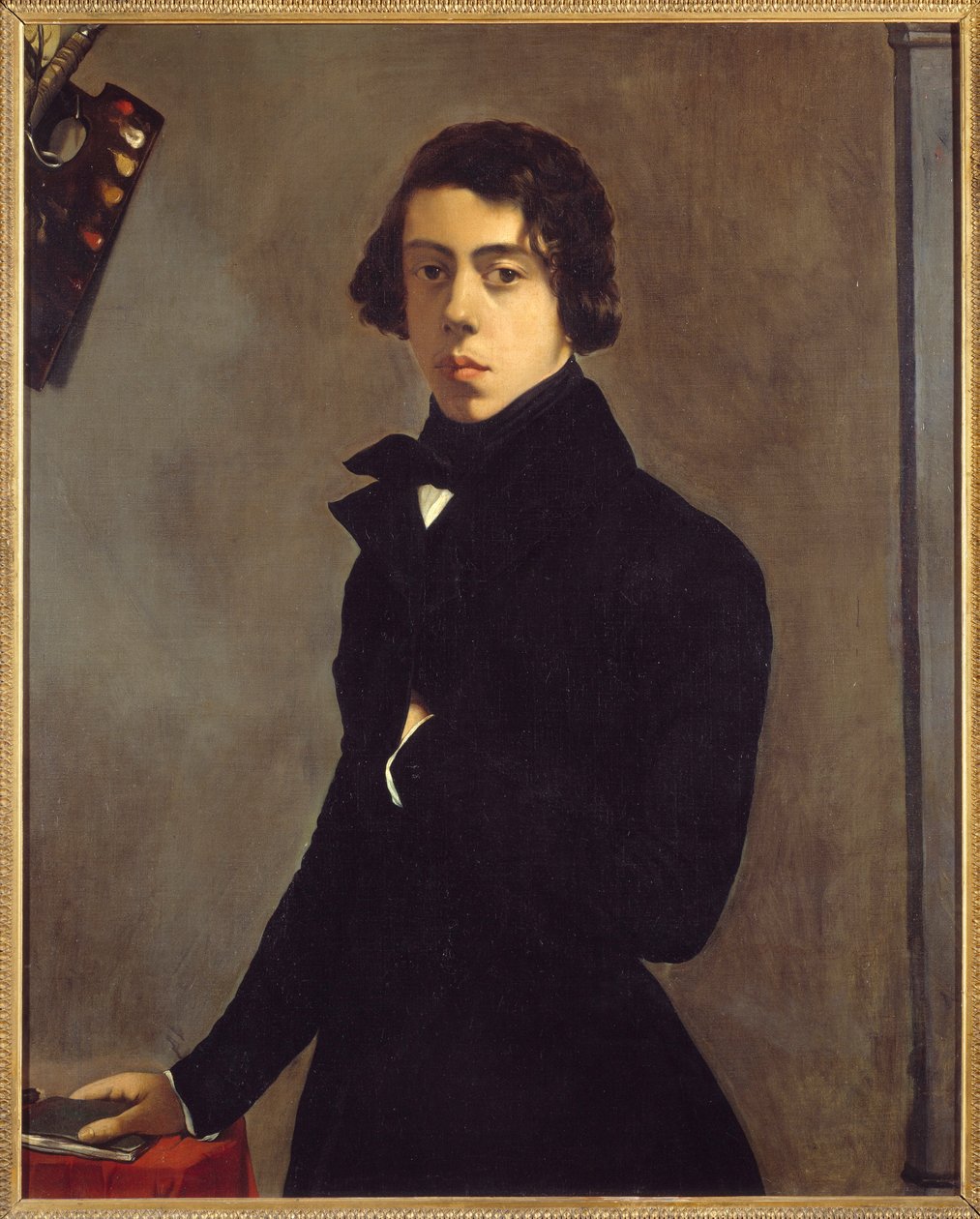 艺术家的肖像 自画像。 Theodore Chasseriau (1819-1856) 1835 年作画。 0,99x0,82 m - 艺术家的自画像。 西奥多·沙塞里奥 (1819-1856) 的绘画 作者 蒂奥多·切塞留