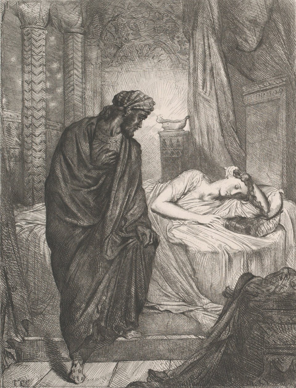 然而她必须死：《奥赛罗》第5幕第2场的图版11，1844年蚀刻，1900年重印。 作者 蒂奥多·切塞留