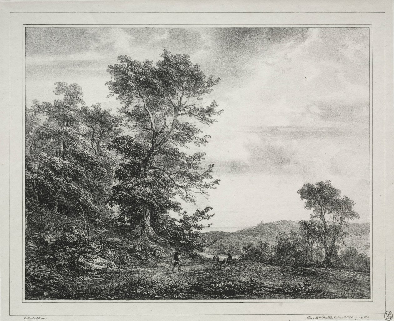 有人物的风景，1817年。 作者 让·安托万·西奥多·古丁