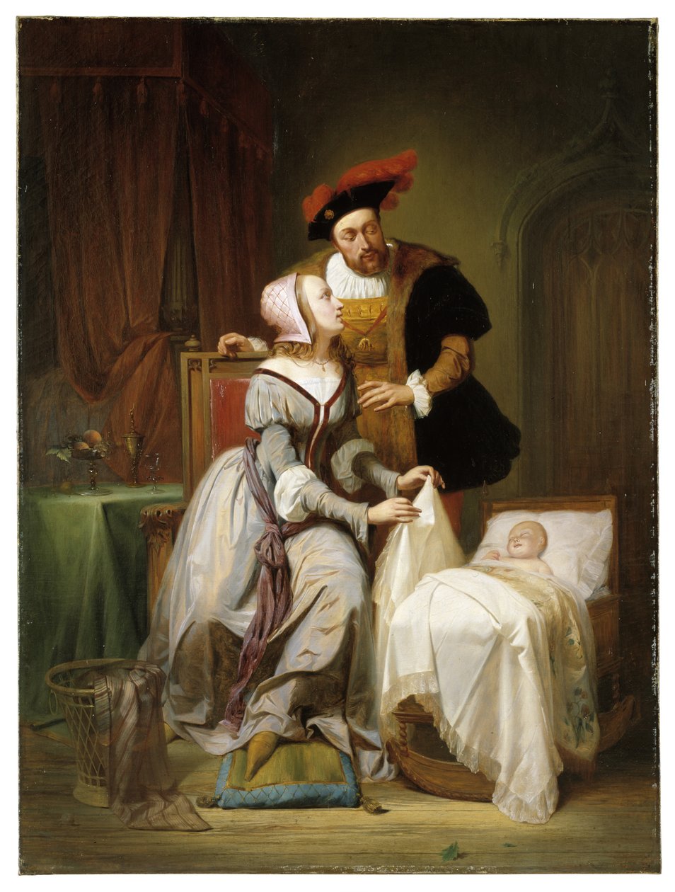 查尔斯皇帝和他的情妇约翰娜-范德盖恩斯特（Johanna Van der Gheynst）在女儿玛格丽特的摇篮旁 作者 西奥多·约瑟夫·坎内尔
