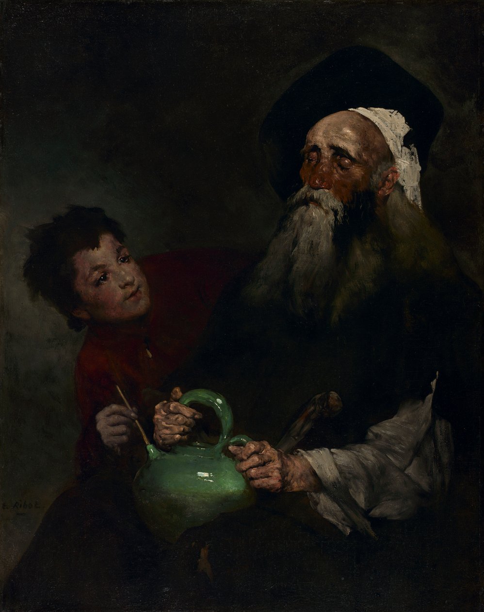 1880年之前，拉扎里洛·德·托梅斯（Lazarillo de Tormes）和他的瞎子大师。 作者 奥古斯特·奥杜勒·里伯特