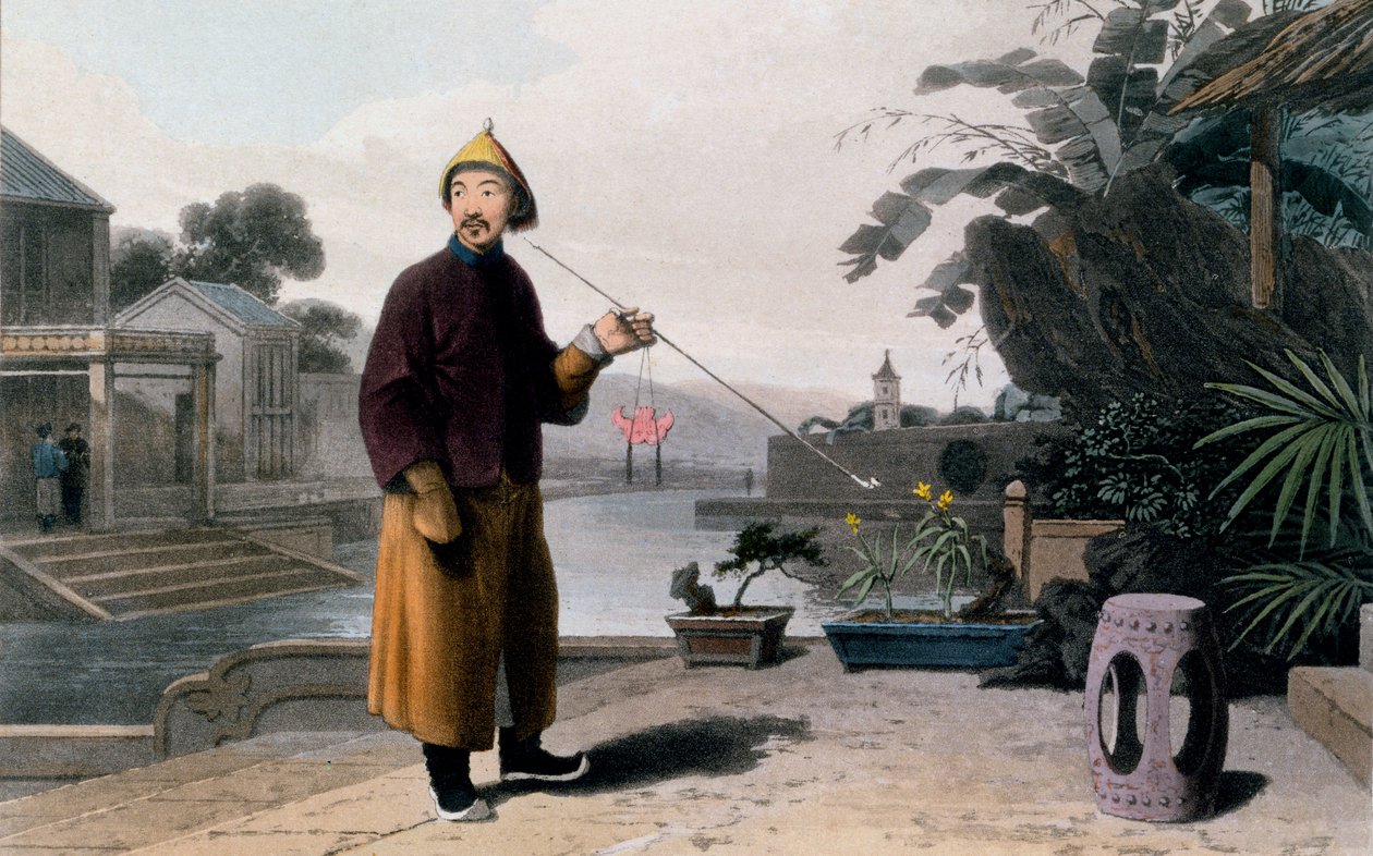 中国绅士，来自“中国之路的印度之旅”，1810年 作者 托马斯和威廉丹尼尔
