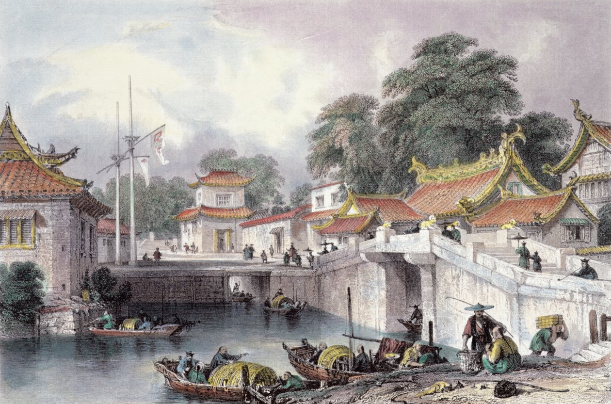 在Chapro的河的古老桥梁，c.1850 作者 托马斯·阿隆