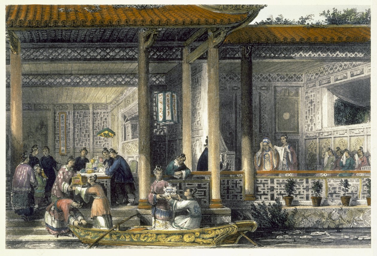 乔治·纽恩汉姆·赖特（George Newenham Wright，1817-1877）1843年在“一系列观点中的中国”婚礼现场到达婚礼礼物 作者 托马斯·阿隆