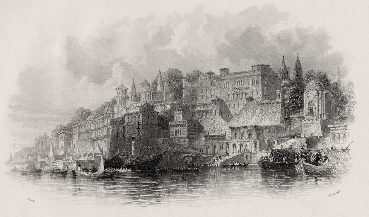 A. Willmore（1814-88）刻印度Benares 作者 托马斯·阿隆