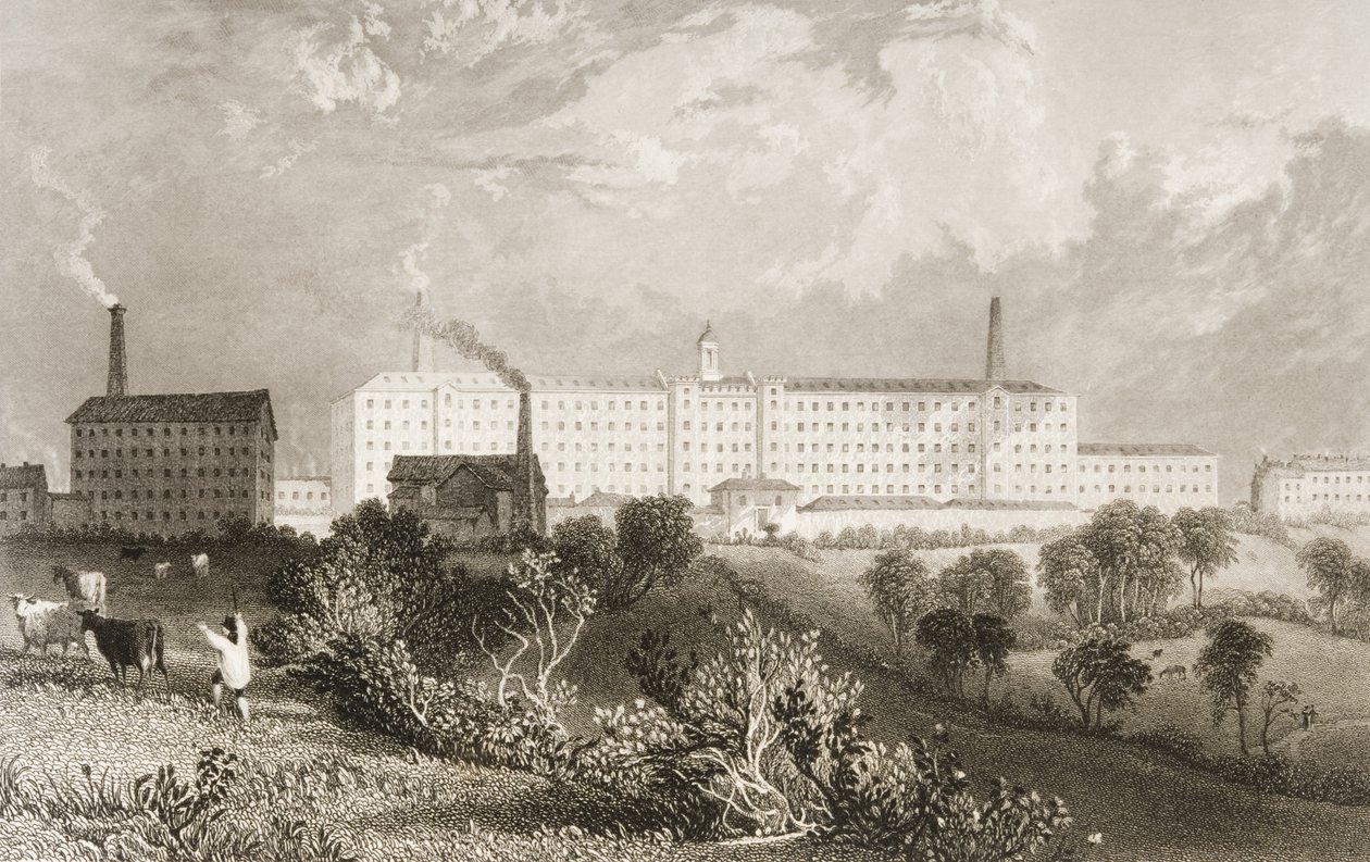 位于兰开夏郡普雷斯顿附近的Swainson Birley und Co.工厂，由James Tingle（18:30-60）镌刻c.1833 作者 托马斯·阿隆