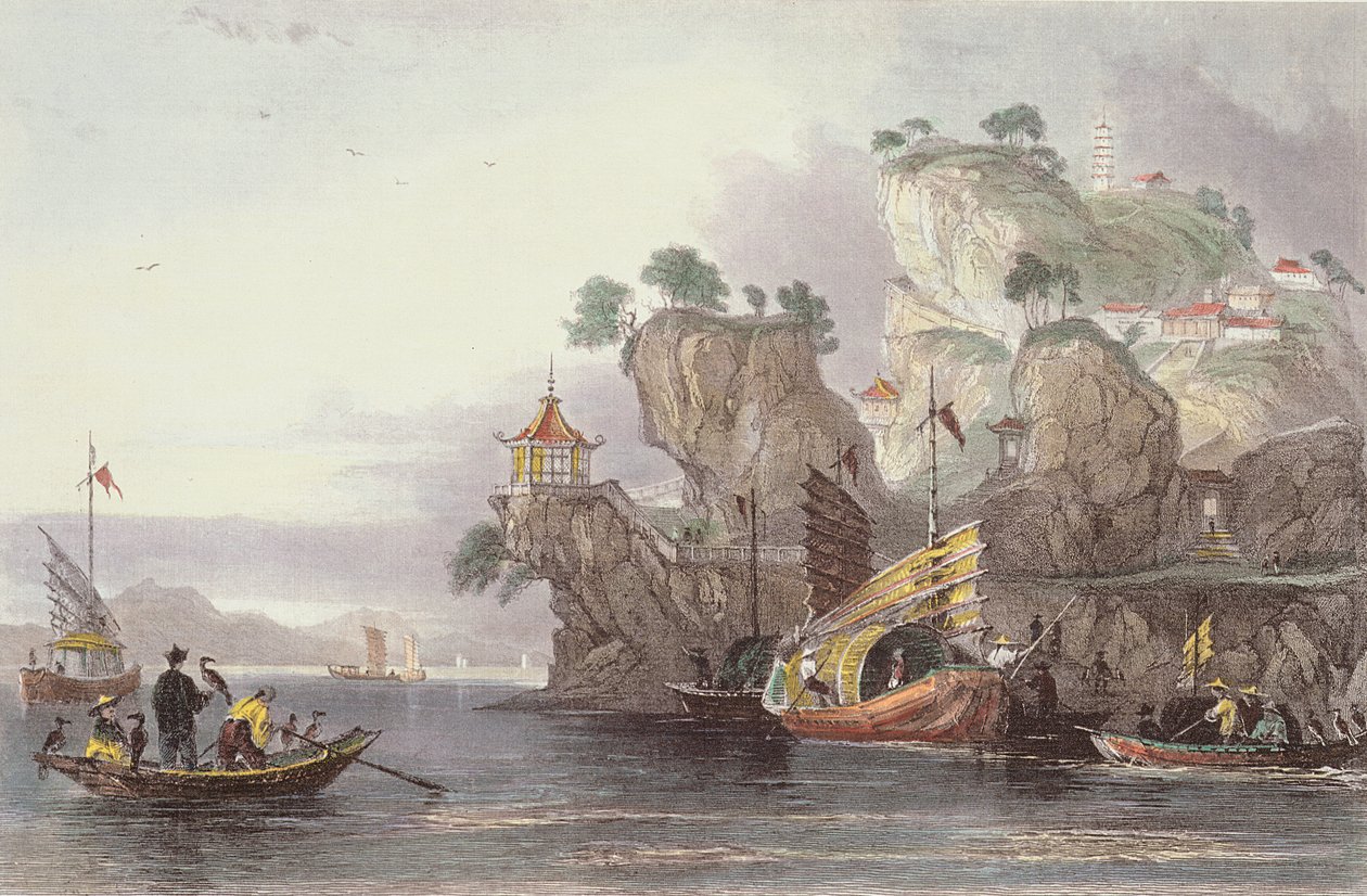 Teroou-Shan的皇宫，来自George Newenham Wright的“中国一系列观点”（c.1790-1877）1843 作者 托马斯·阿隆