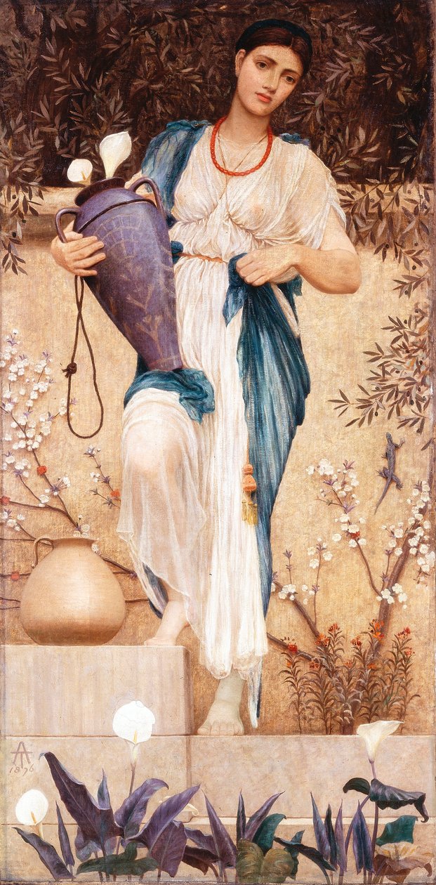 Lillies的女人，1876年 作者 托马斯·阿姆斯特朗