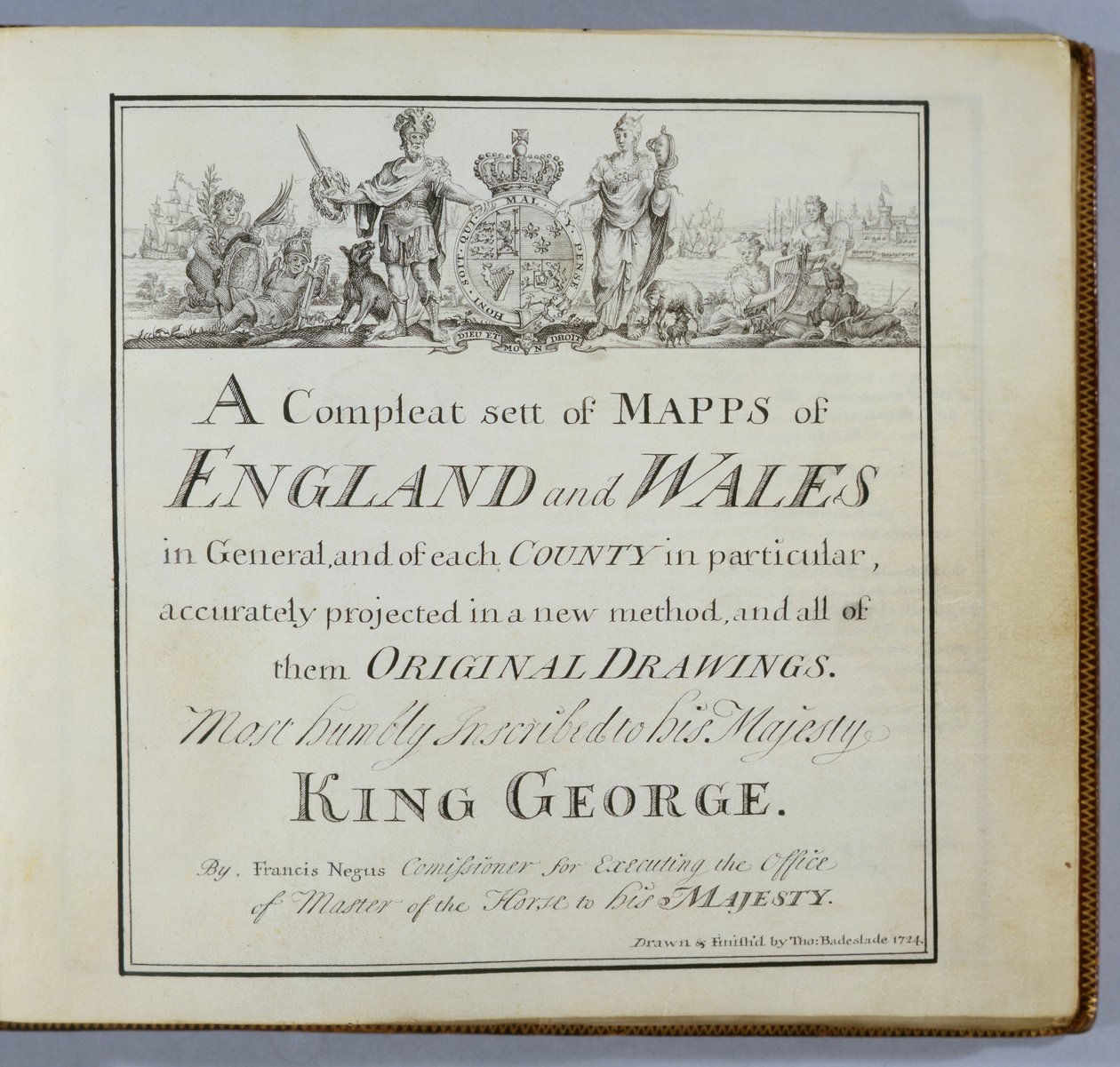 一般英格兰和威尔士的Mapps的完整定位页面，1724年（笔和墨水和纸张上的纸） 作者 托马斯·巴德斯莱德（Thomas Badeslade）