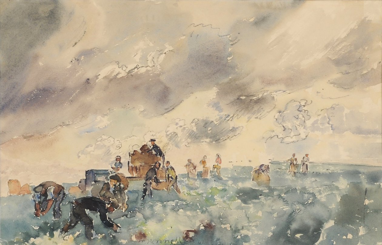 土豆拣选机，1941年（纸上wc） 作者 托马斯·巴克莱·亨内尔