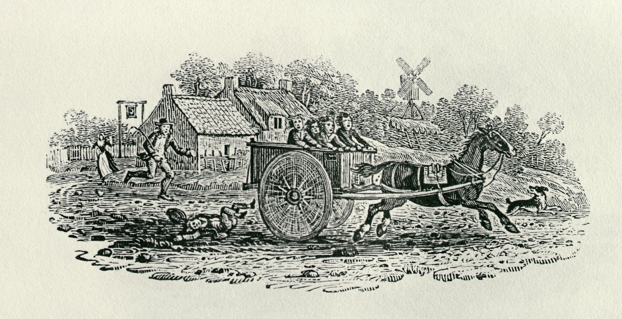来自&39;Land Birds的逃亡车，c。 1797年（木版画） 作者 托马斯·贝威克