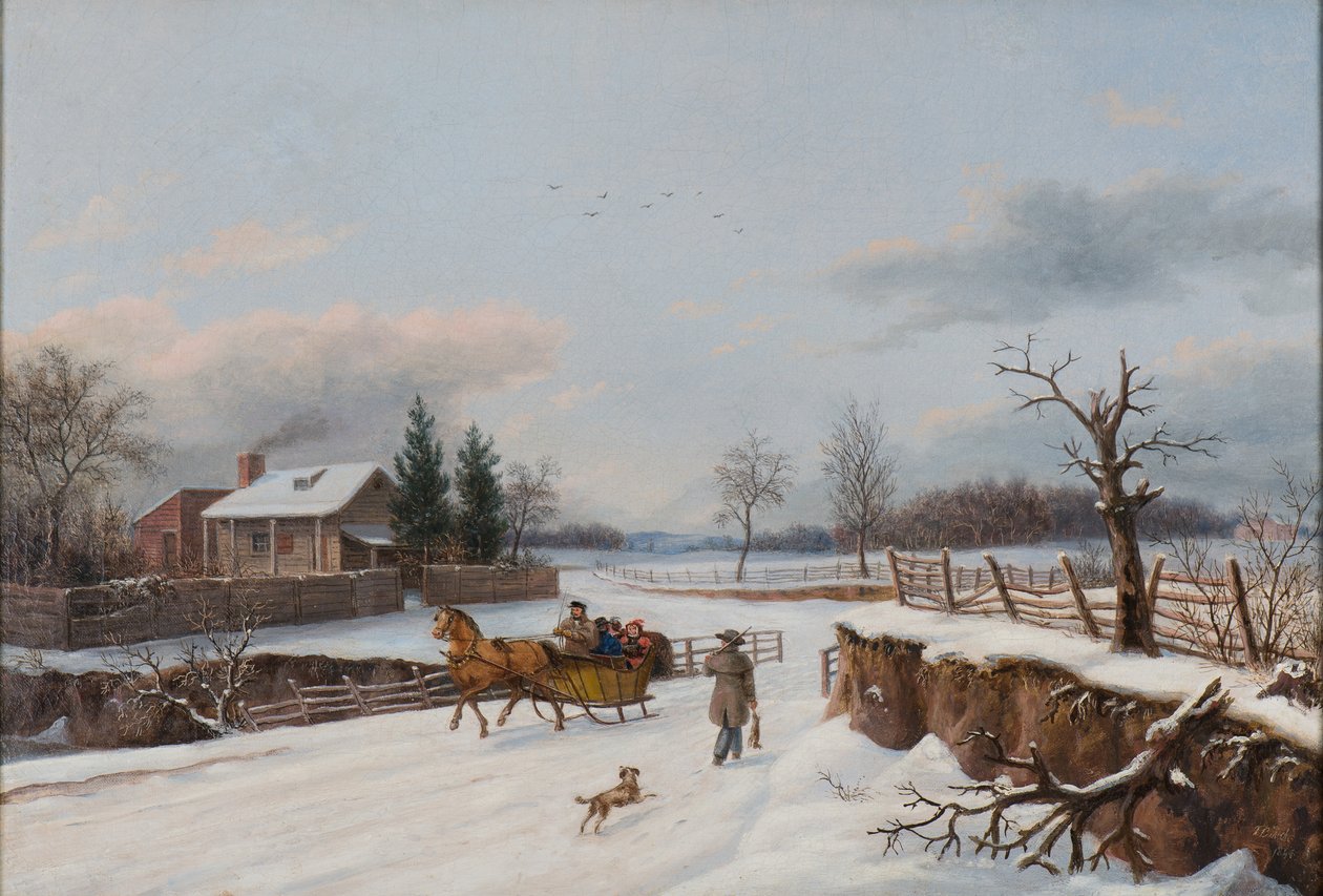 1841年费城附近的雪橇场景 作者 托马斯·伯奇