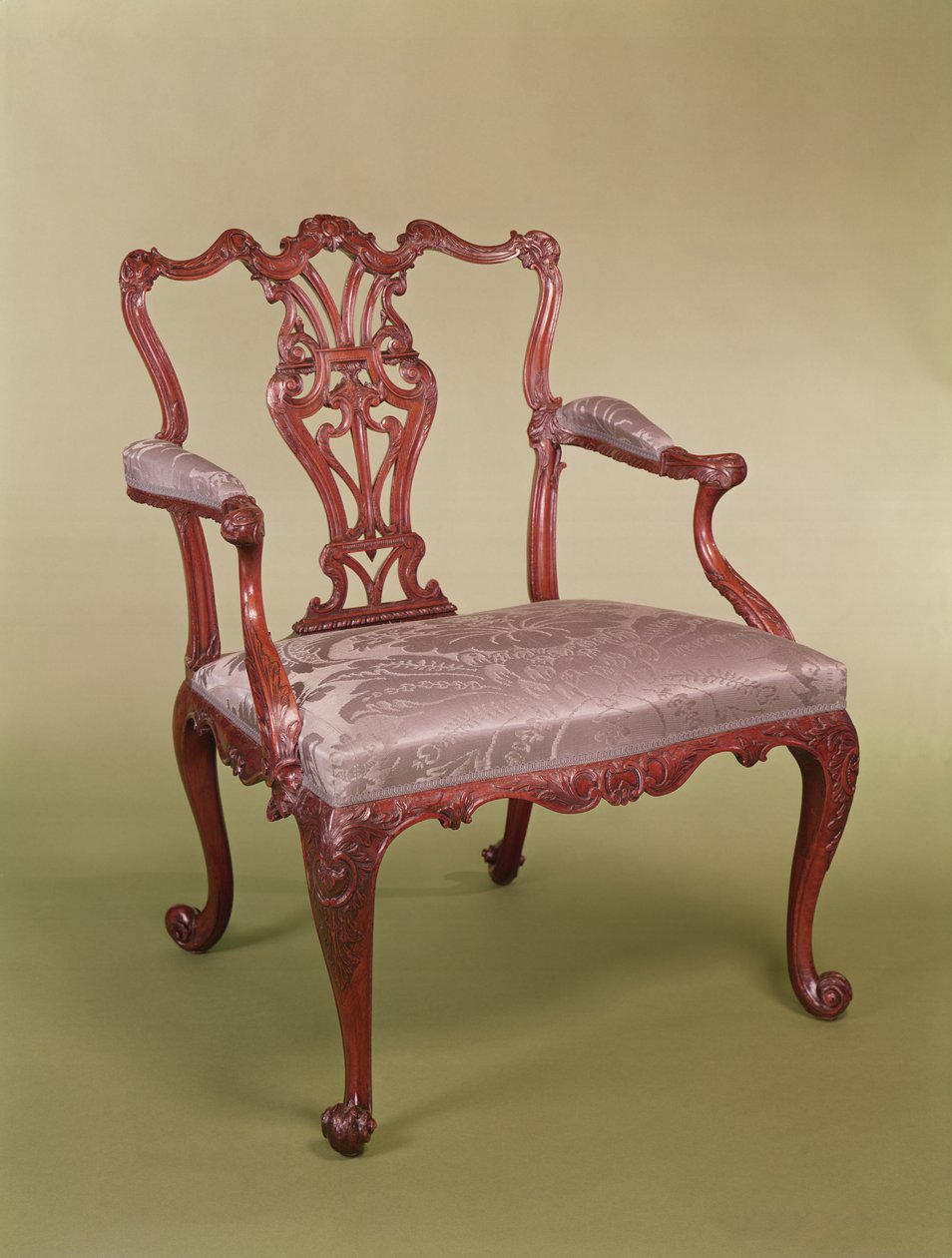 扶手椅Thomas Chippendale，1760（桃花心木） 作者 托马斯·奇彭代尔
