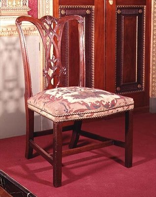 Chippendale的Ribband背衬椅子，1760（mahogony） 作者 托马斯·奇彭代尔