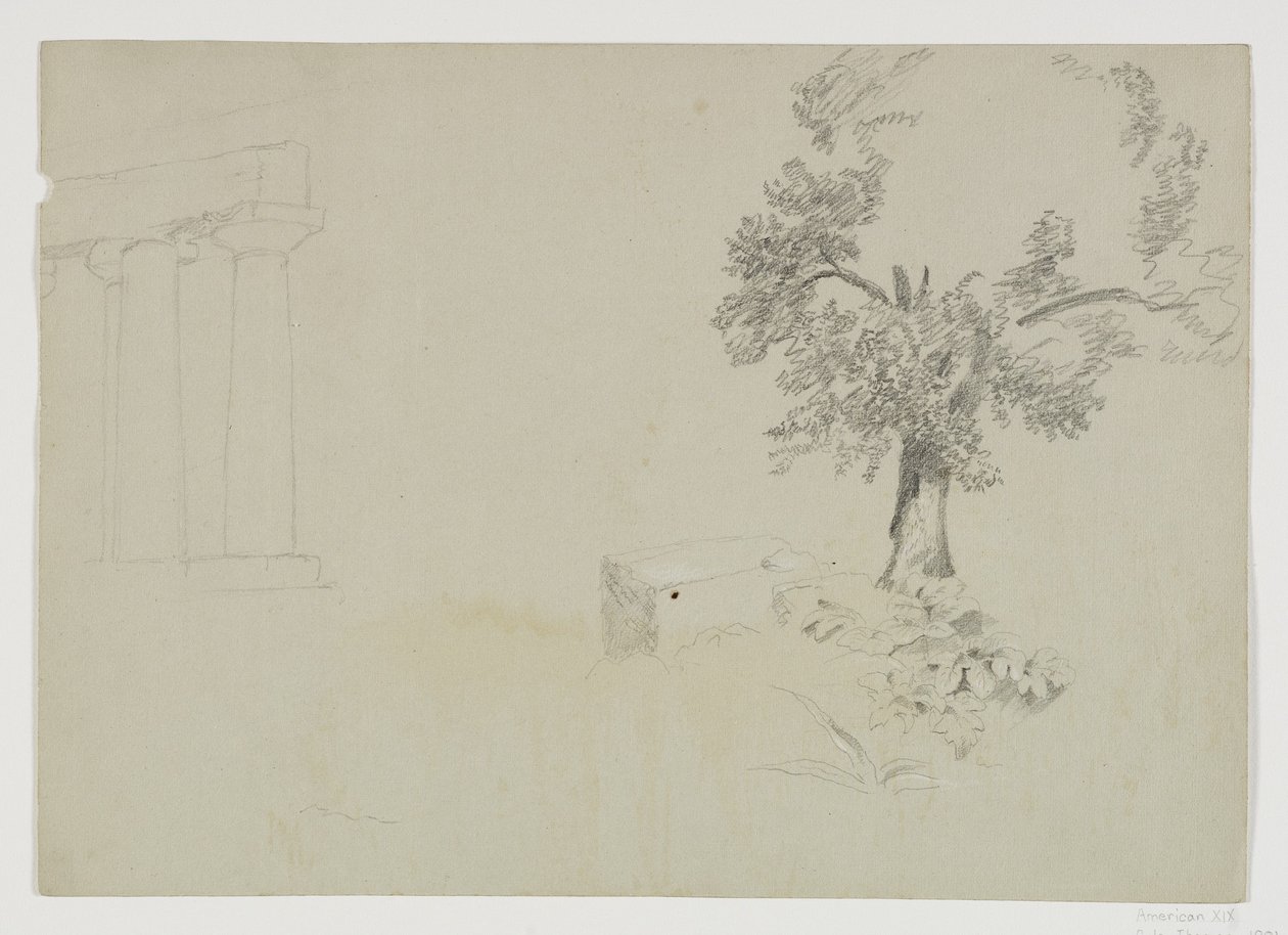 Girgenti，西西里岛，1842年（铅笔在纸上用白色粉笔加高） 作者 托马斯·科尔