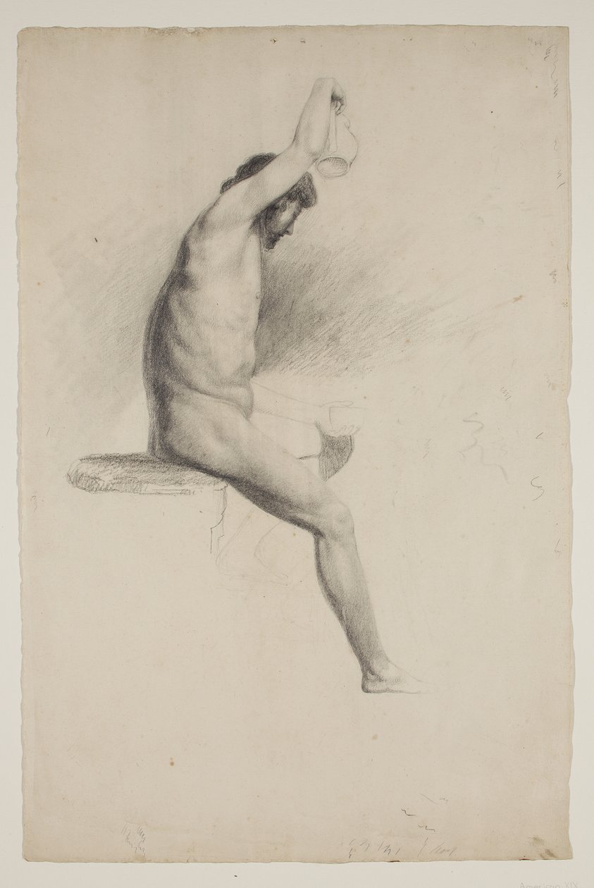 裸体坐着的男性形象，c.1832 作者 托马斯·科尔