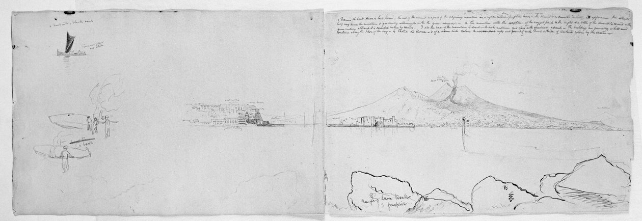 那不勒斯湾的全景，1832年（笔和墨水在纸上铅笔） 作者 托马斯·科尔