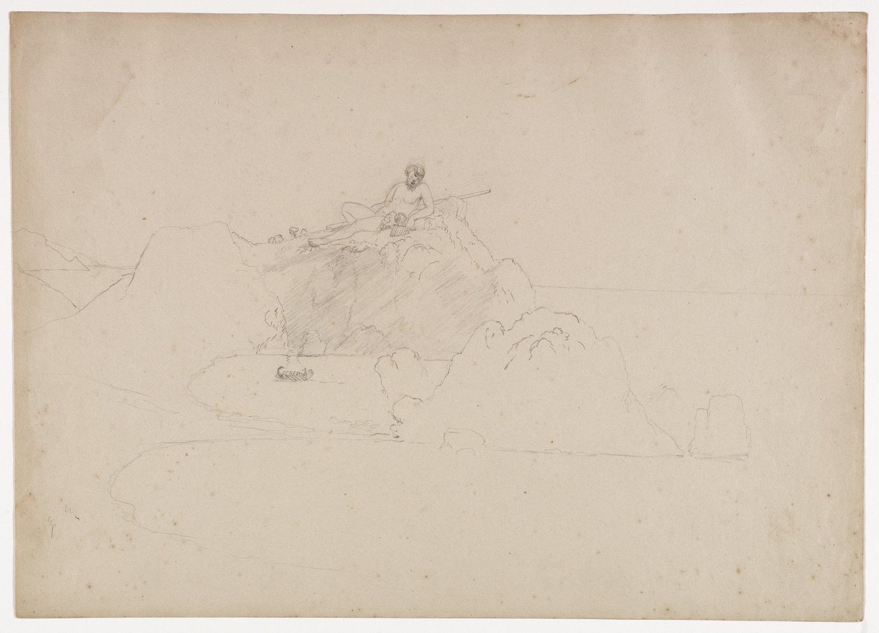 尤利西斯和他的同伴抵达海湾整齐的波利普马斯洞穴，c.1842 作者 托马斯·科尔