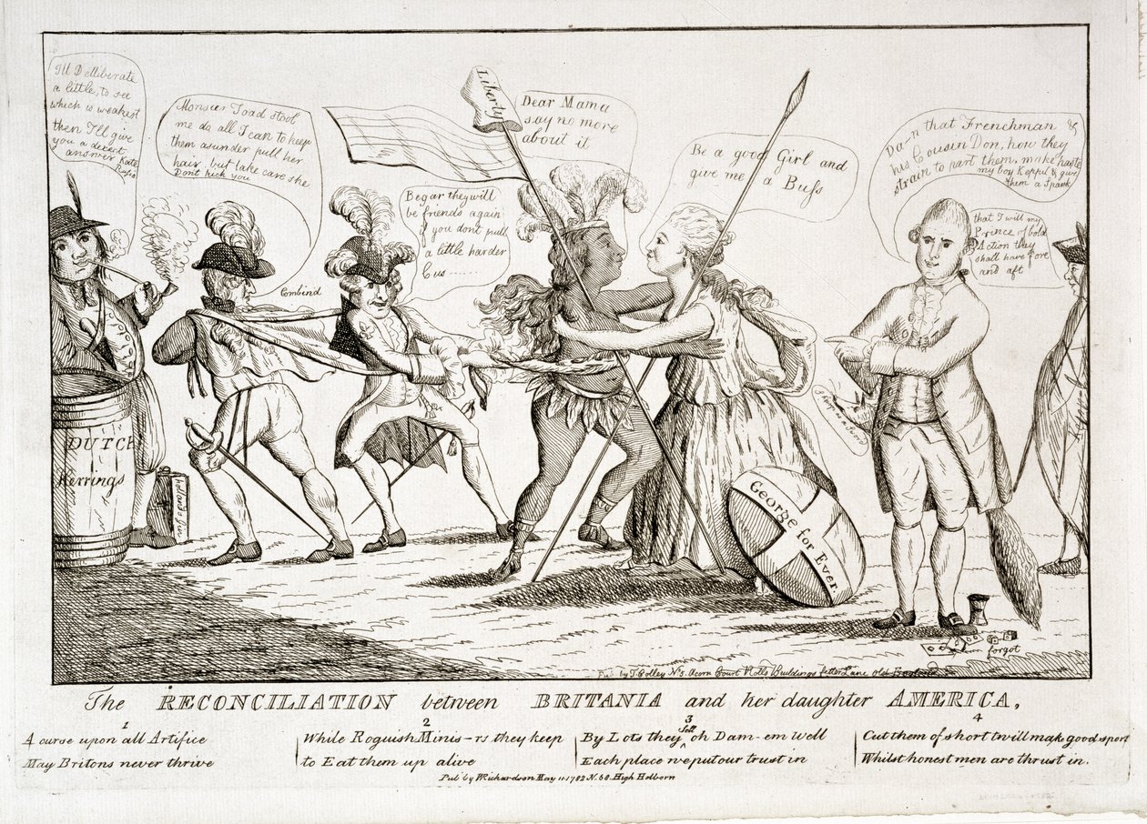 不列颠尼亚和她的女儿美国之间的和解，酒吧。作者：W。Richardson，1782年5月11日 作者 托马斯·科利