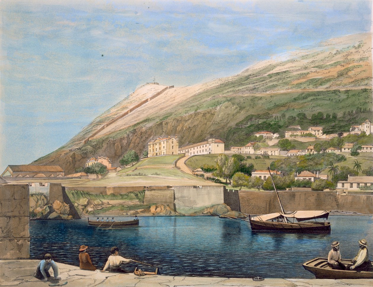 罗西亚湾的南军营，来自JM卡特的“选择岩石和堡垒的景色”，1846年 作者 托马斯·科尔曼·迪布丁