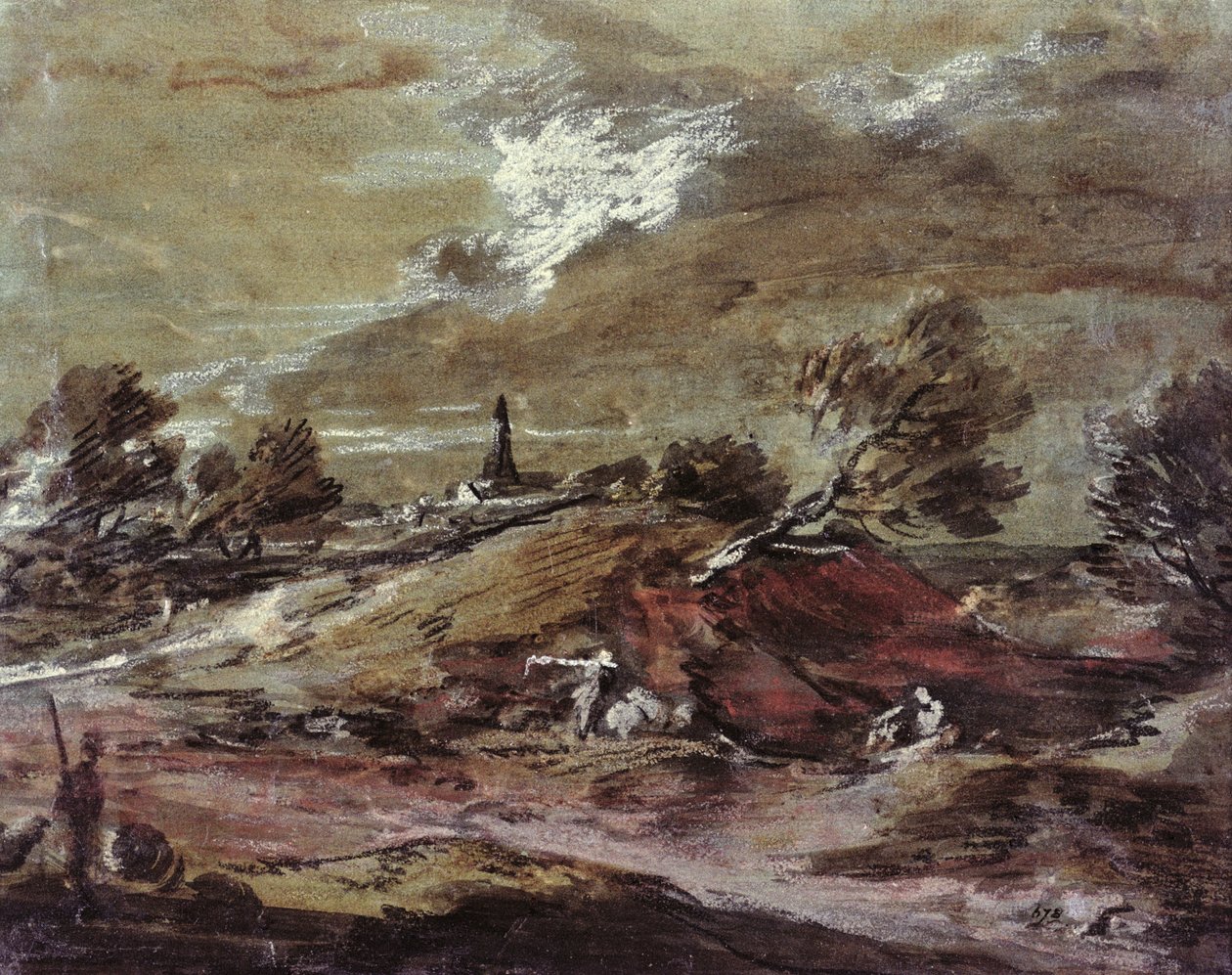 风景：风暴效应，18世纪（水彩画） 作者 托马斯·盖恩斯伯勒