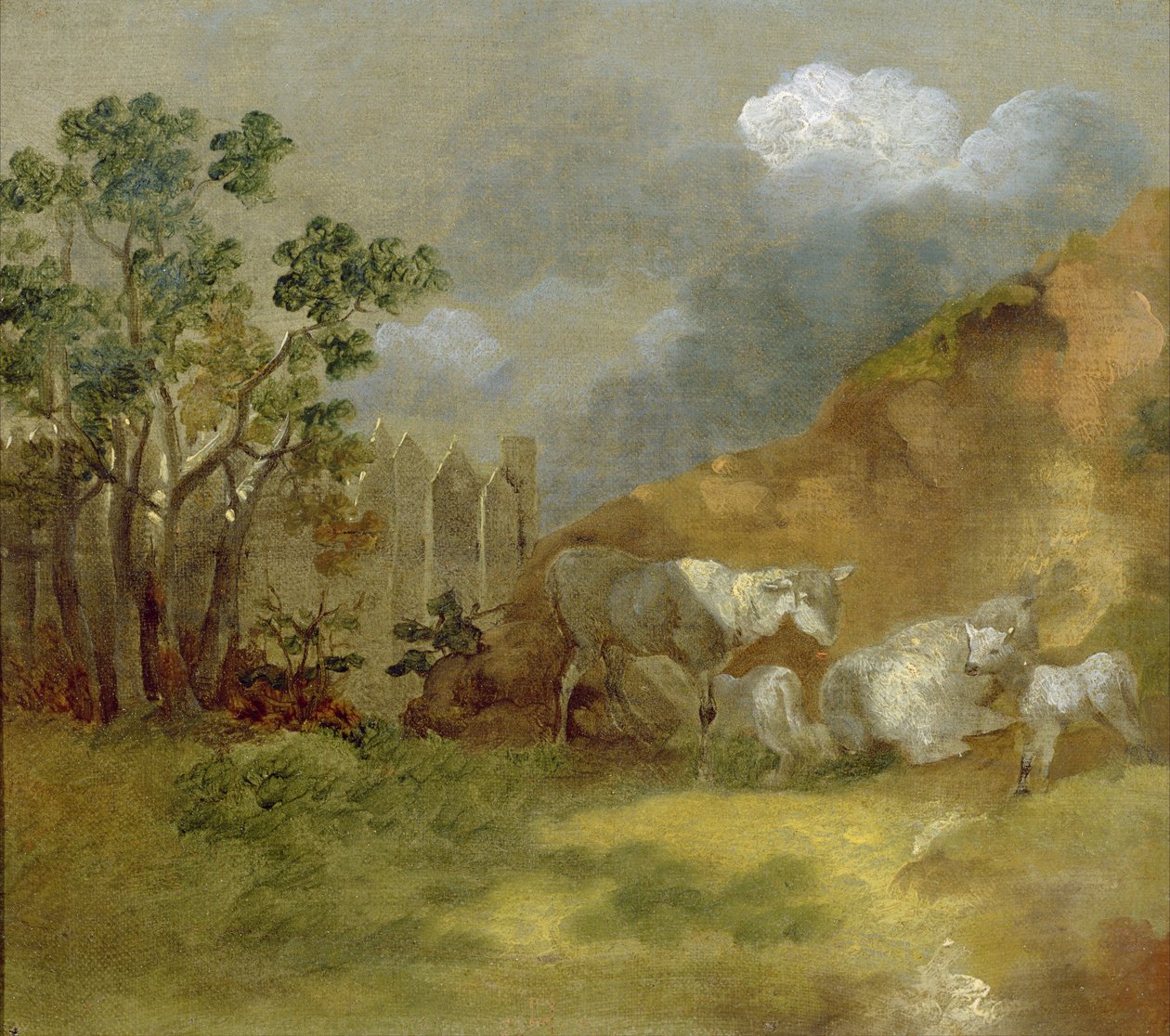 与绵羊的风景，c.1744 作者 托马斯·盖恩斯伯勒