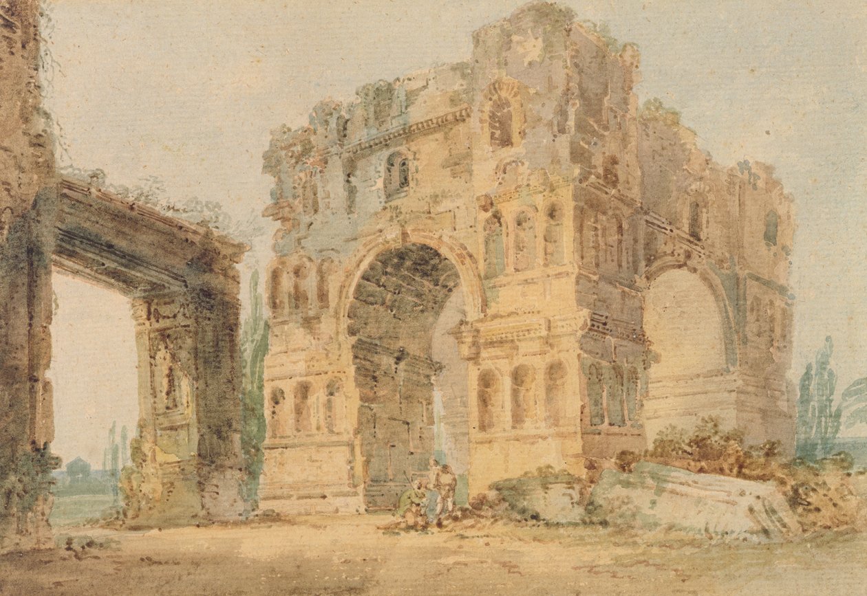 Janus拱门，c.1798-99（wc在带纹理纸上的铅笔） 作者 托马斯·吉尔丁