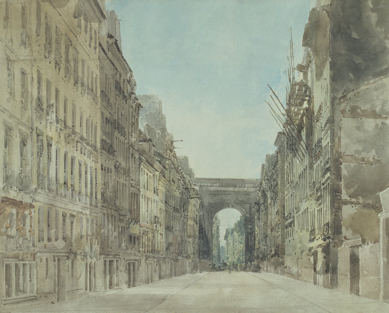 Rue和Porte St Denis，巴黎 作者 托马斯·吉尔丁