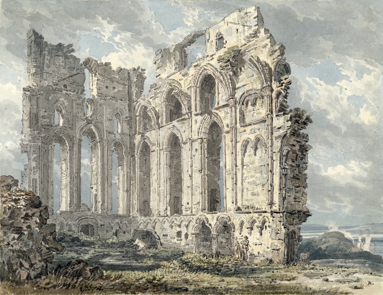 Tynemouth Priory，Northumberland，c.1792-93（纸上铅笔） 作者 托马斯·吉尔丁