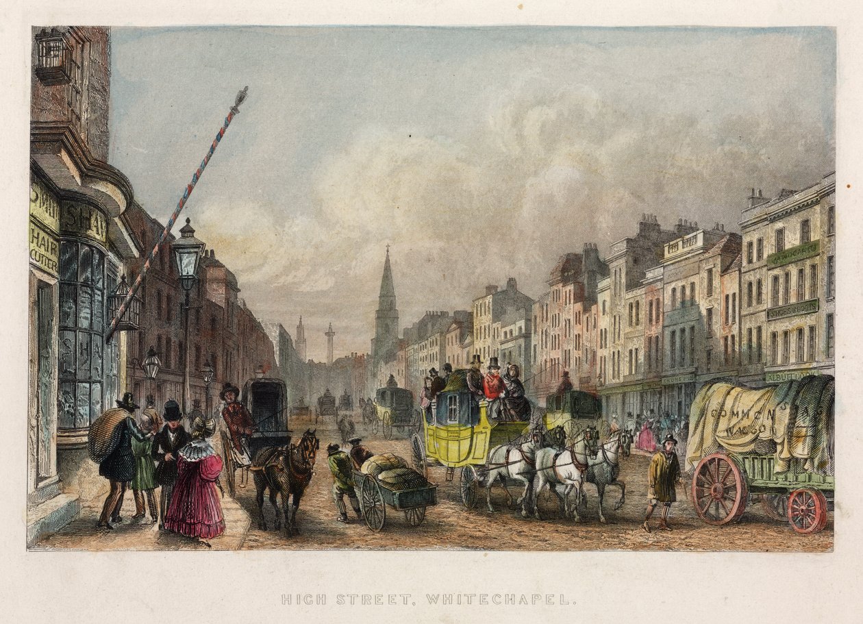 High Street，Whitechapel，来自Holmes Great Metropolis by T. Holmes，1851 作者 牧羊人之后的托马斯·霍斯默