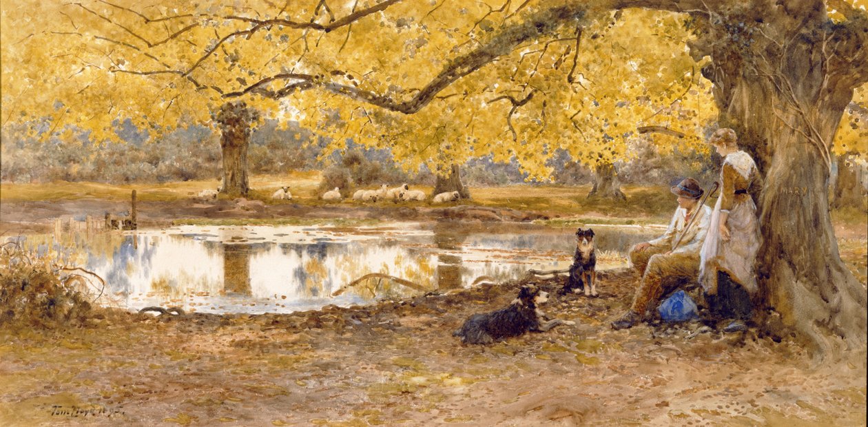 The Trysting Place，1895（wc和bodycolour） 作者 托马斯·詹姆斯·劳埃德
