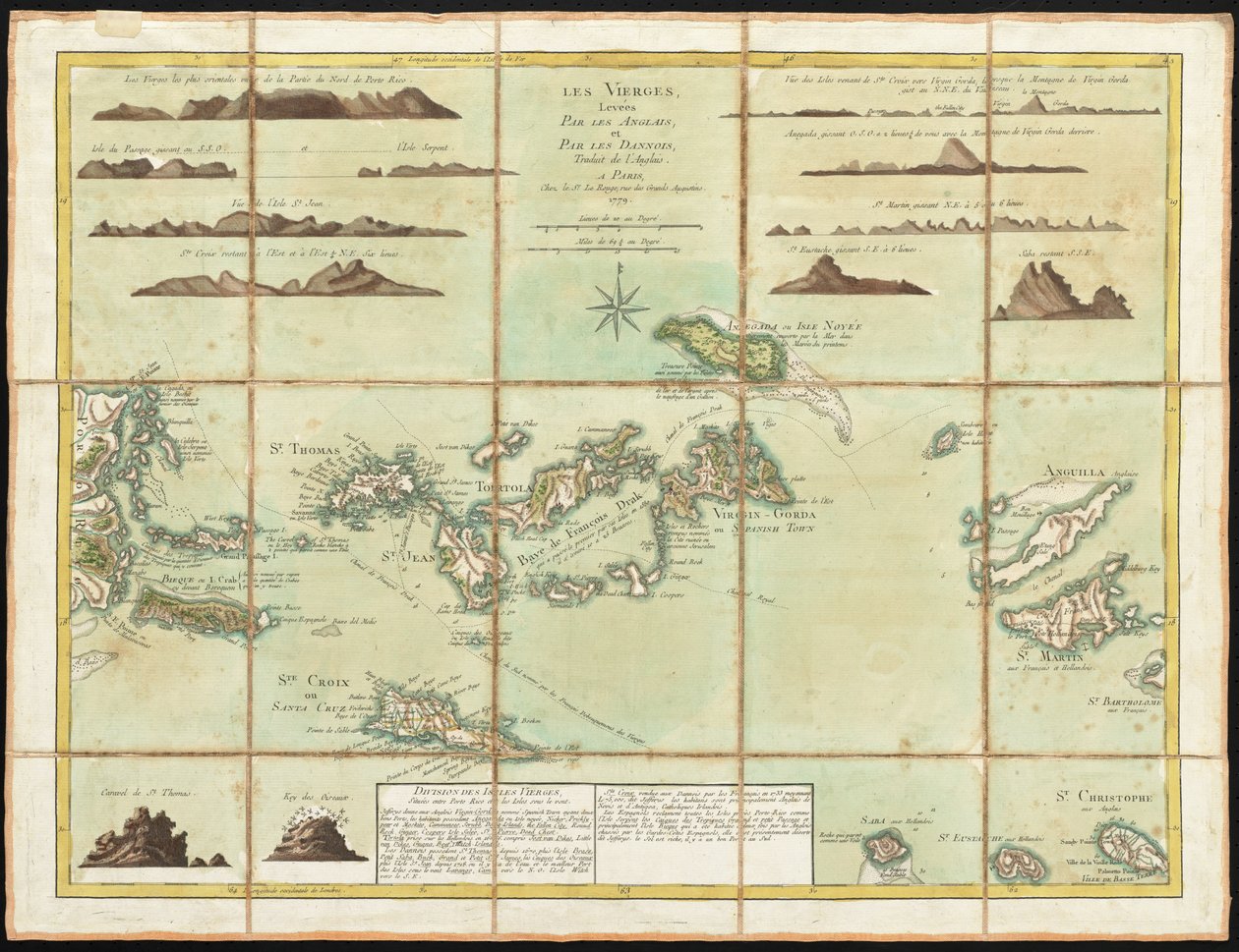 英属维尔京群岛，由Georges-Louis Le Rouge雕刻，1779年 作者 托马斯·杰弗里斯