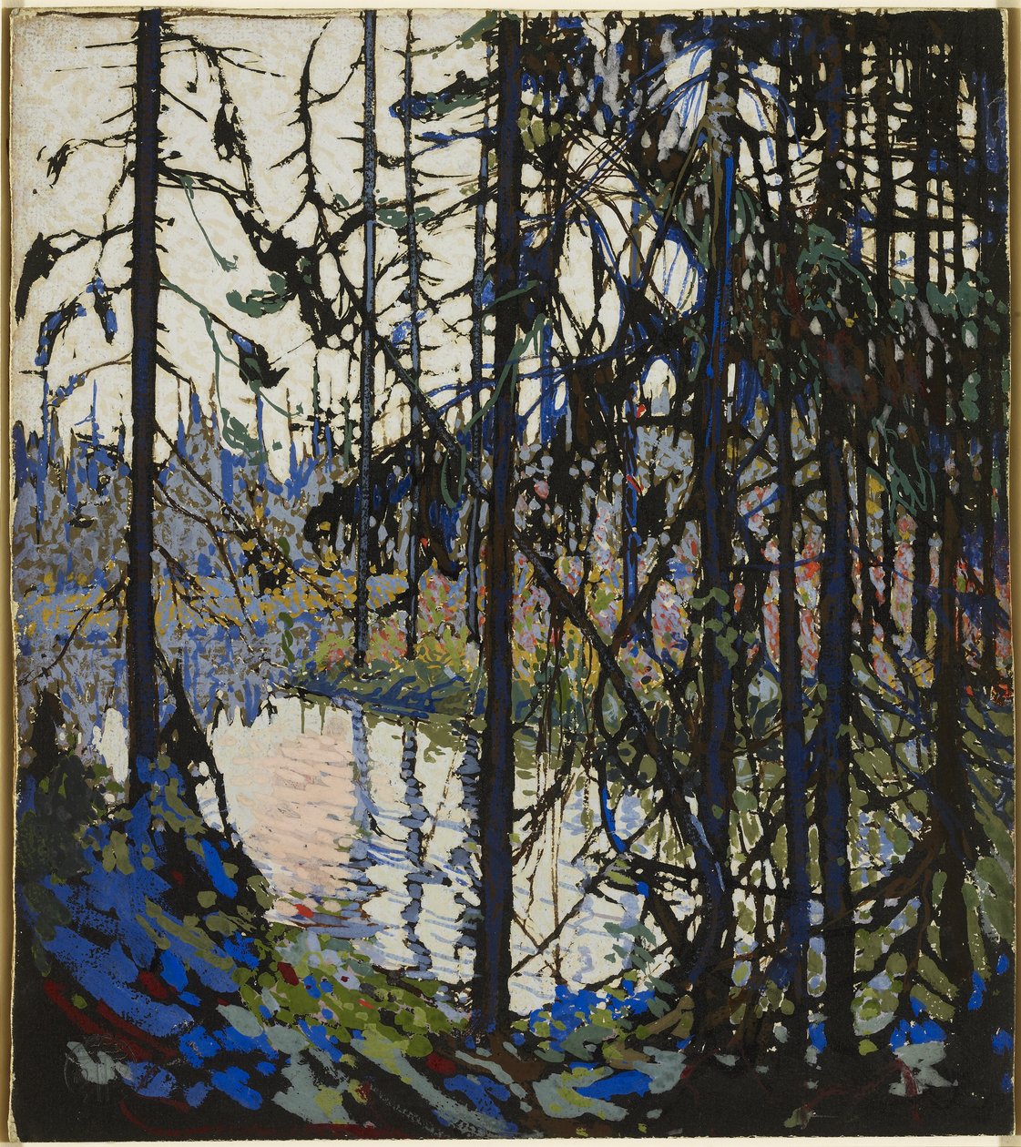 研究北河，1914-15（水粉，刷子和墨水在石板上插图板） 作者 汤姆汤姆森