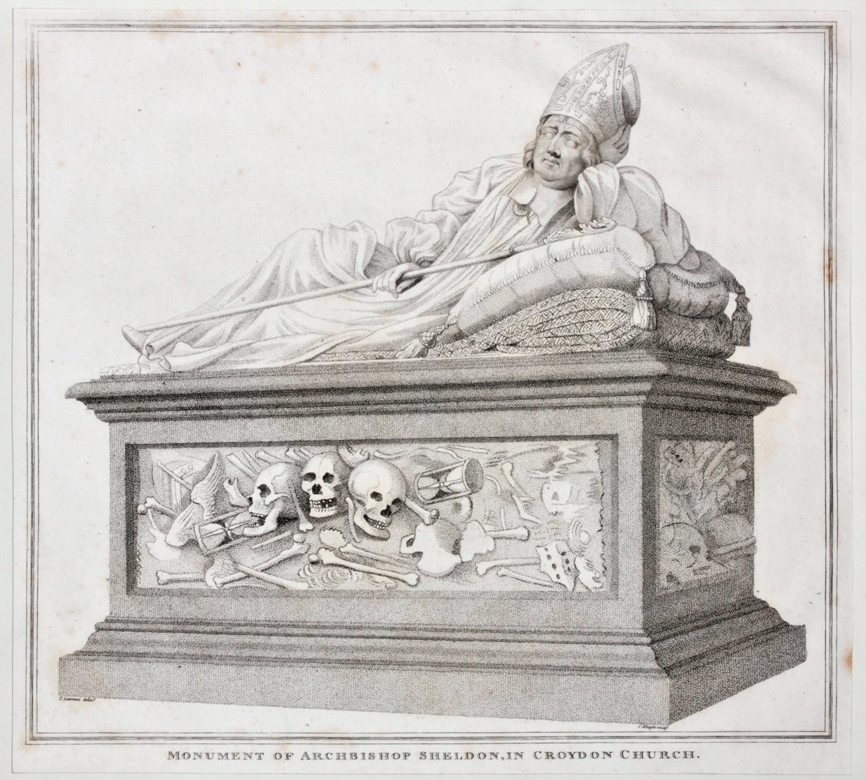 大教堂谢尔登纪念碑在克罗伊登教堂，1794年（打印） 作者 托马斯·劳伦斯