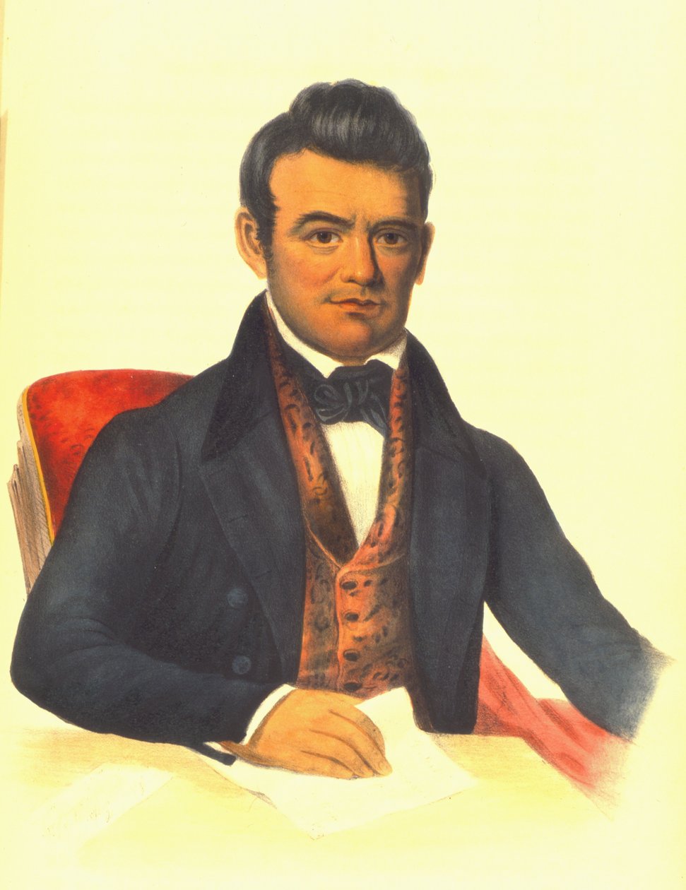 约翰罗斯，切诺基酋长，1854年1848年（手工彩色光刻） 作者 托马斯·洛兰·麦肯尼