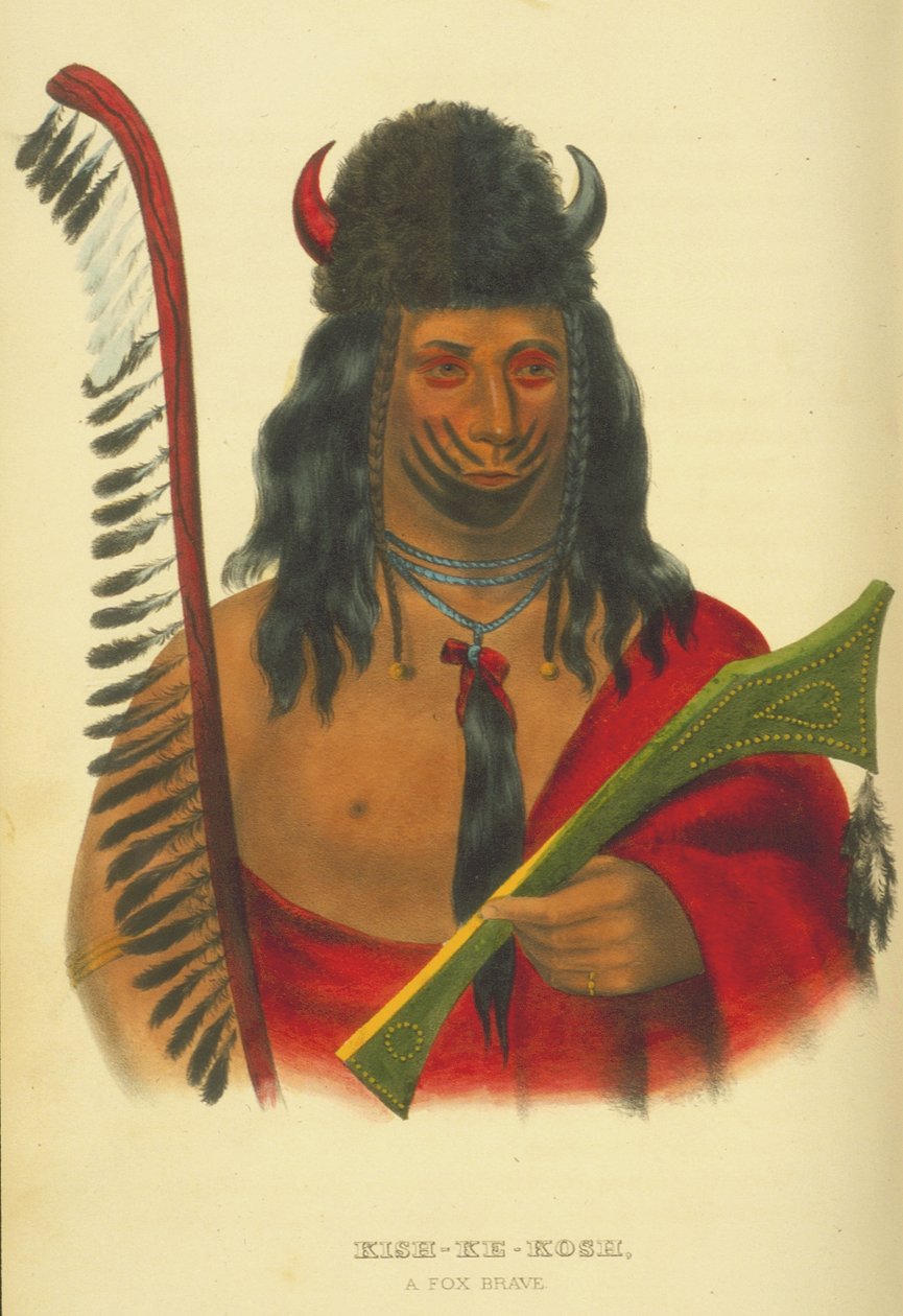 Kish-Ke-Kosh，福克斯勇士，1848年（手工彩色版画） 作者 托马斯·洛兰·麦肯尼