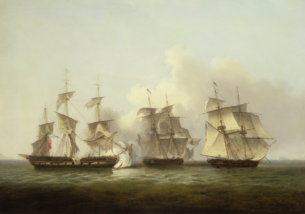 HMS Gore与法国Brigs Palinure和Pilade合作（另见197355） 作者 托马斯·鲁尼