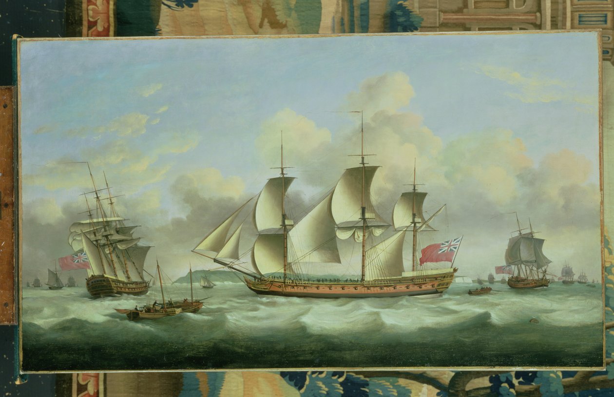 三艘英国护卫舰近海，1782年 作者 托马斯·鲁尼
