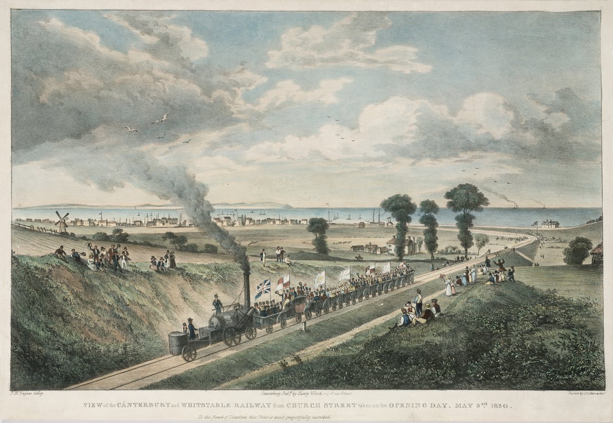 从教堂街采取的坎特伯雷和Whitstable铁路的看法在开放日，1830年5月3日 作者 托马斯·曼·拜恩斯