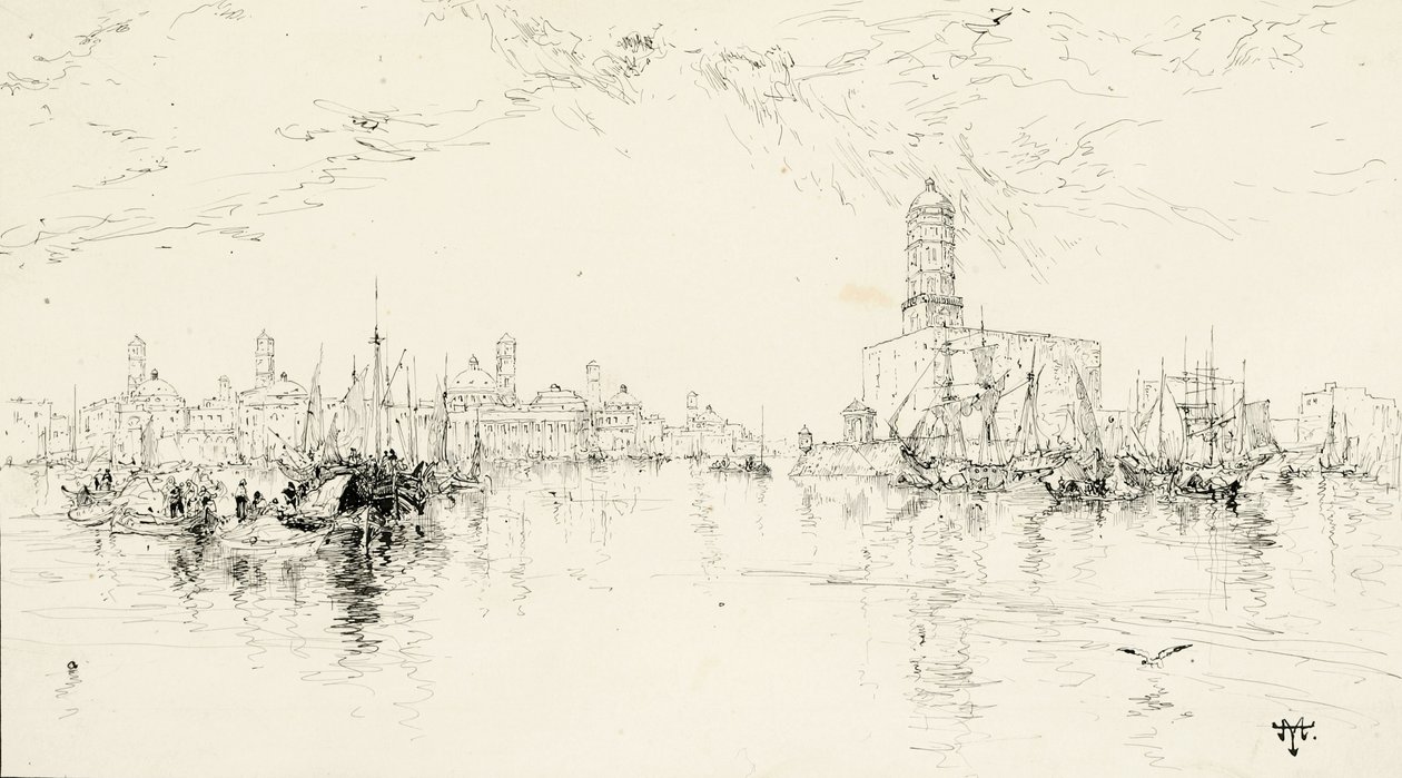 Verz Cruz，墨西哥港，1885年（笔和墨水插图板上的墨水） 作者 托马斯·莫兰